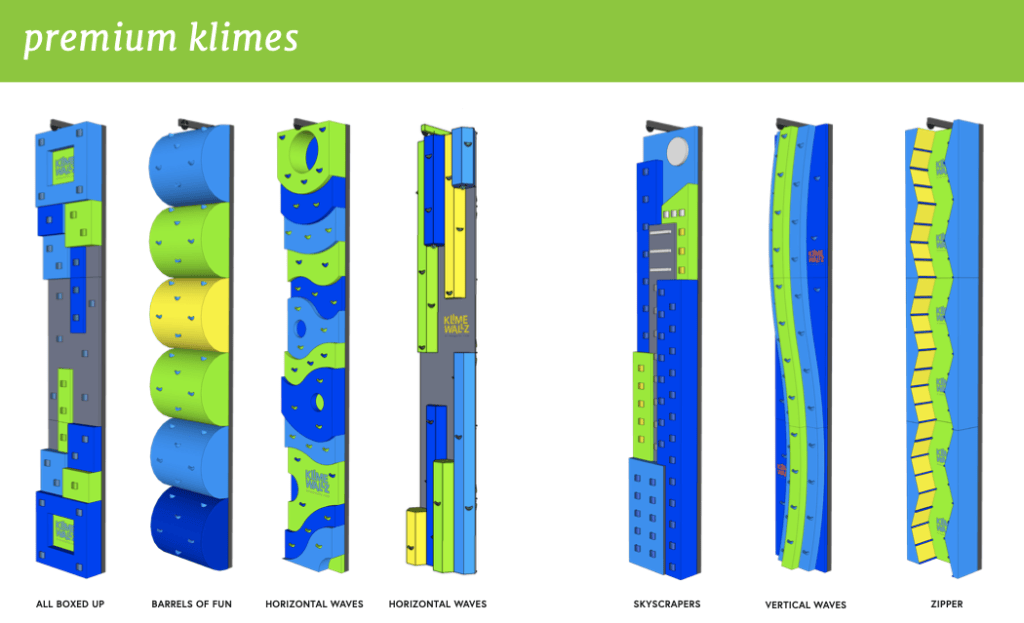 klime climbing wall designs bright and fun