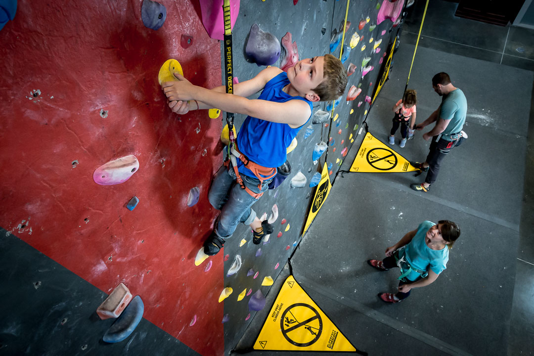 climbing indoors on a automatic belay system